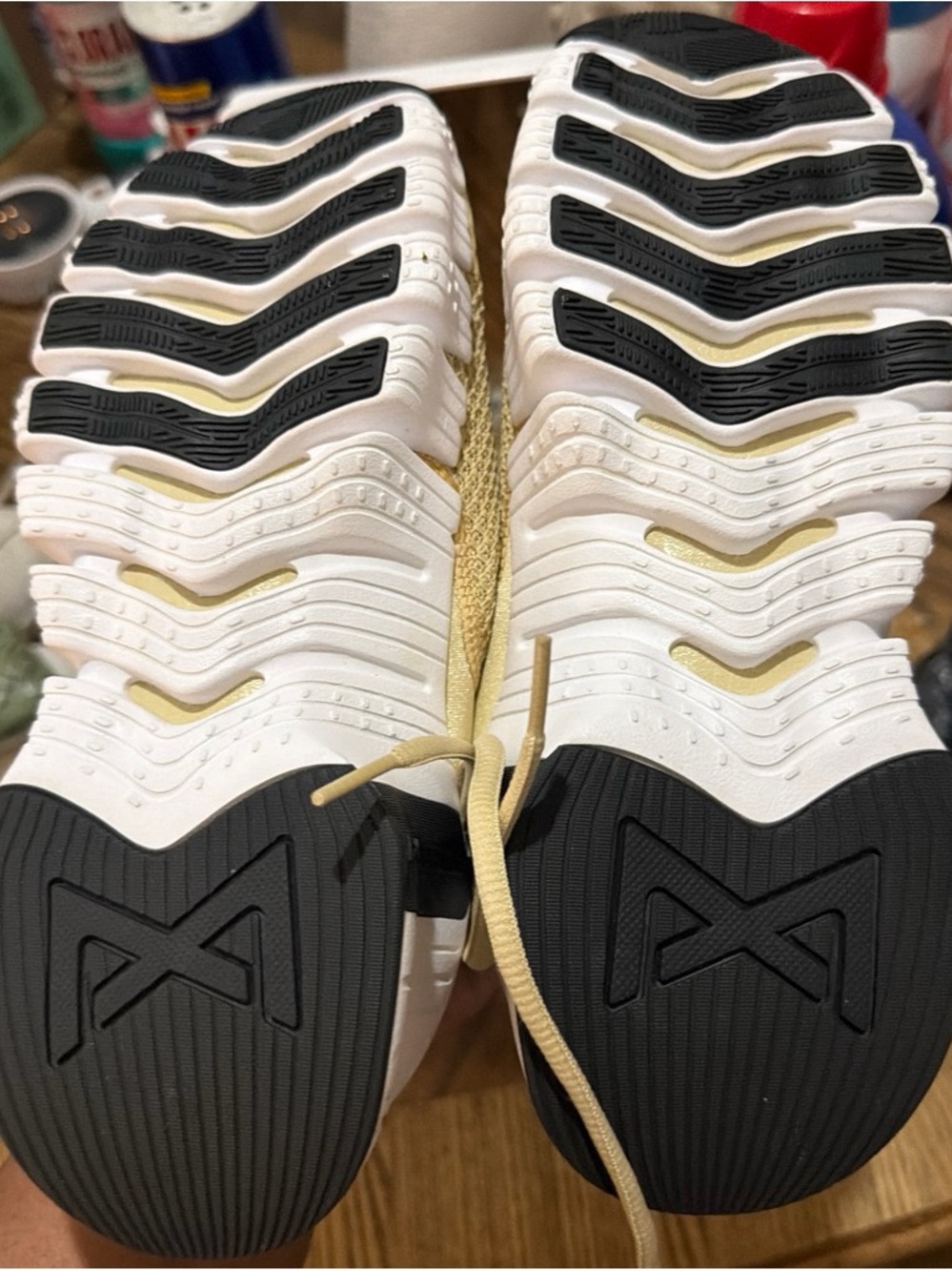Nike Men's Cream and Black Running Sneakers